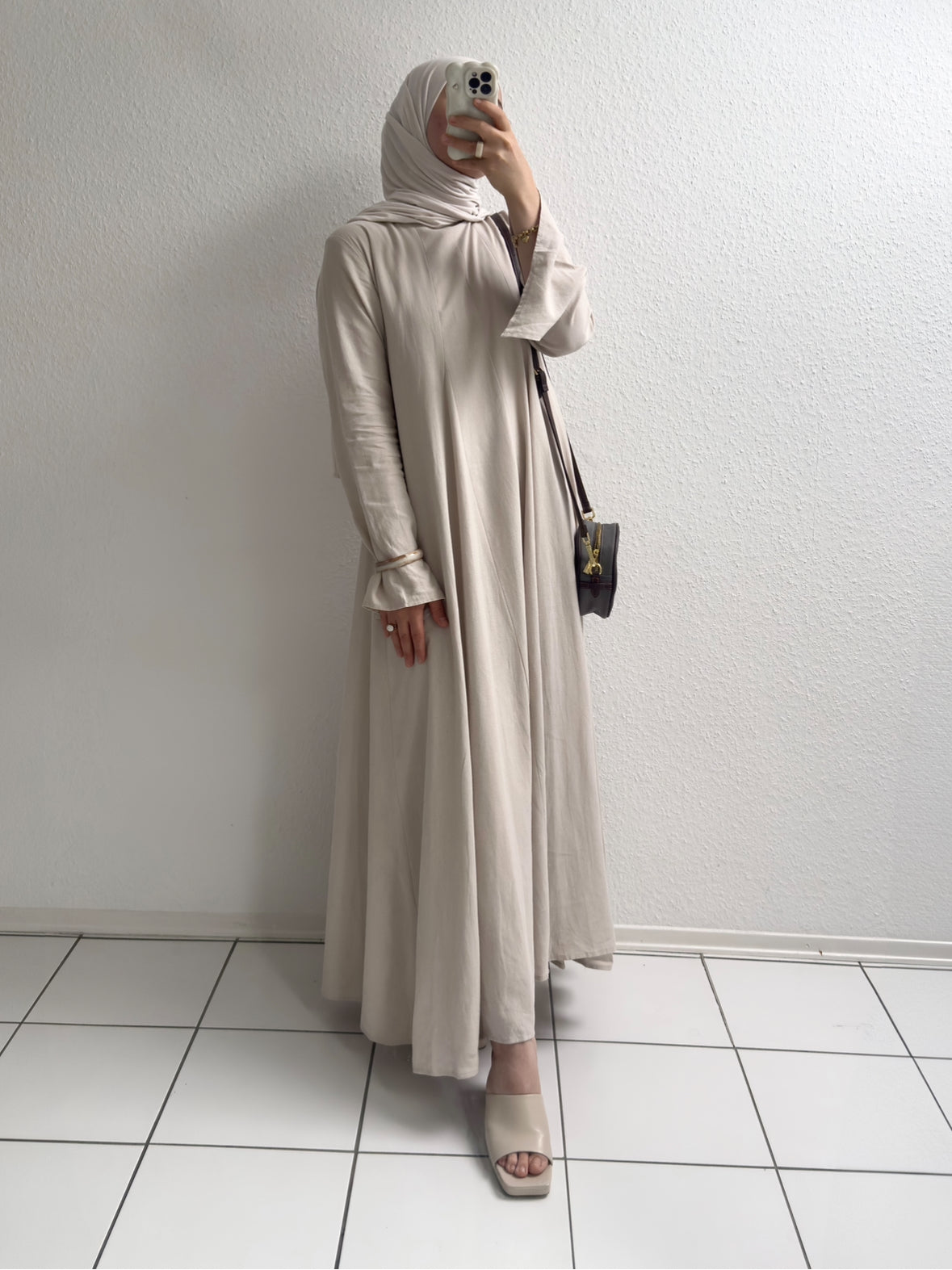 Ivory Leinen Kleid - Beige