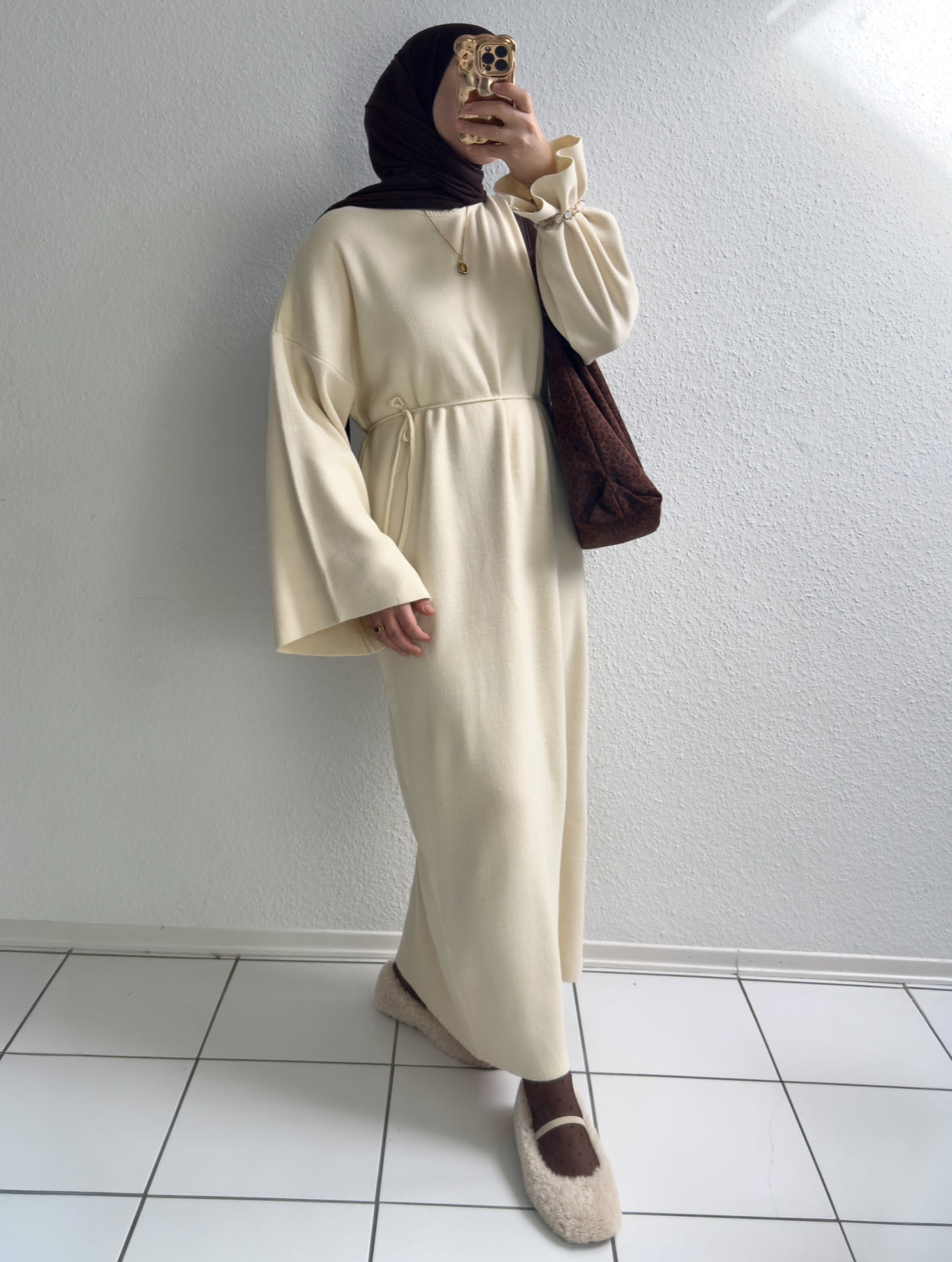 Velora Strick Kleid - Beige