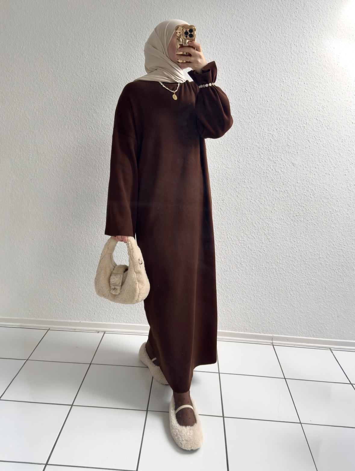 Velora Strick Kleid - Braun