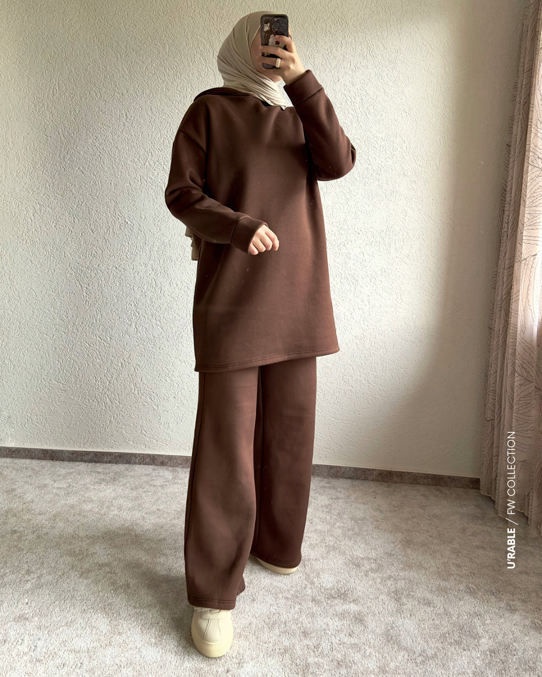 Kapüşonlu Salaş Takım-Kahve(Hoodie Zweiteiler-Braun)