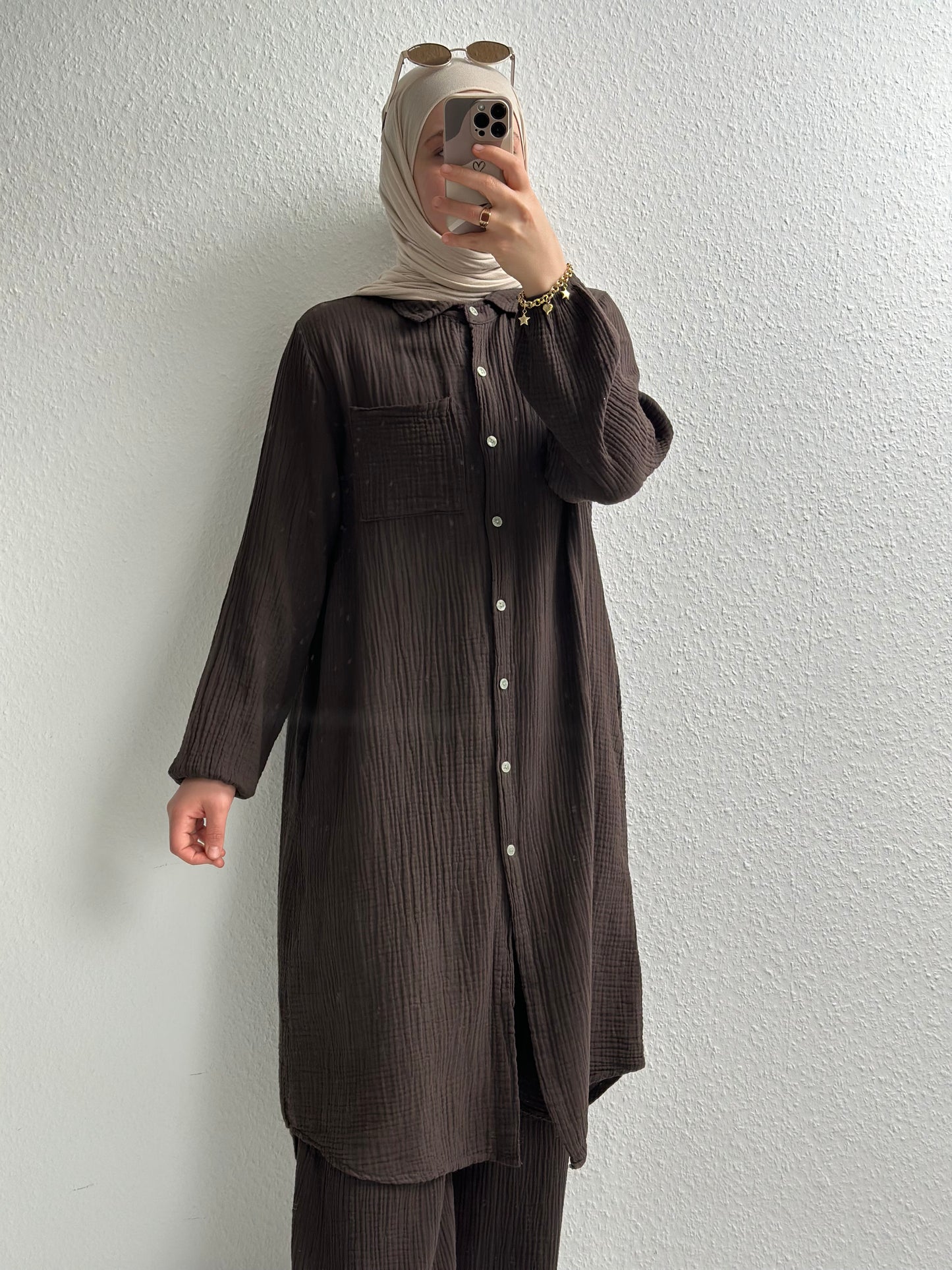 Basic Langes Musselin Hemd  - STD(36-42)