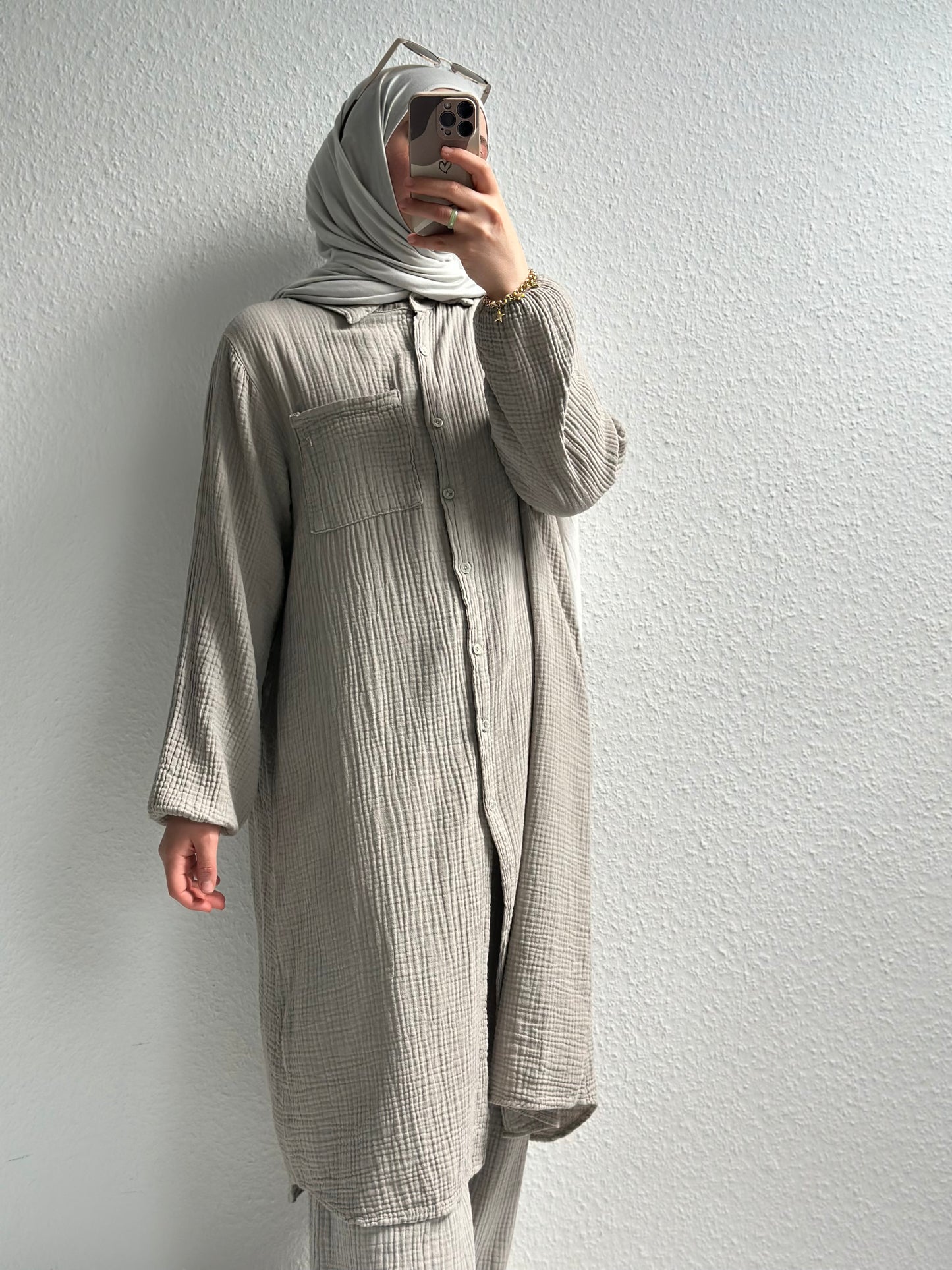 Basic Langes Musselin Hemd  - STD(36-42)