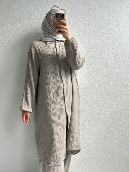 Basic Langes Musselin Hemd  - STD(36-42)