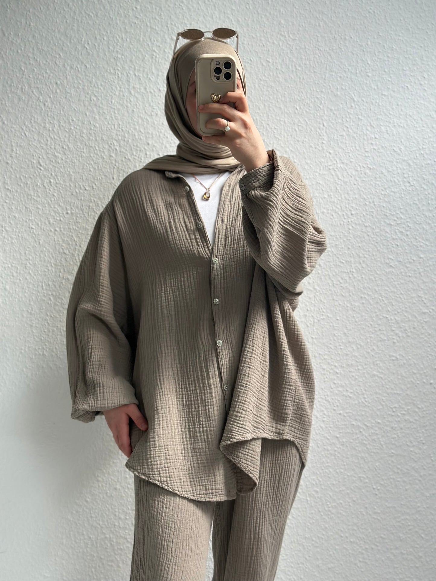 Basic Musselin Zweiteiler - Camel
