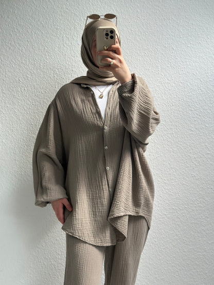 Basic Musselin Zweiteiler - Camel