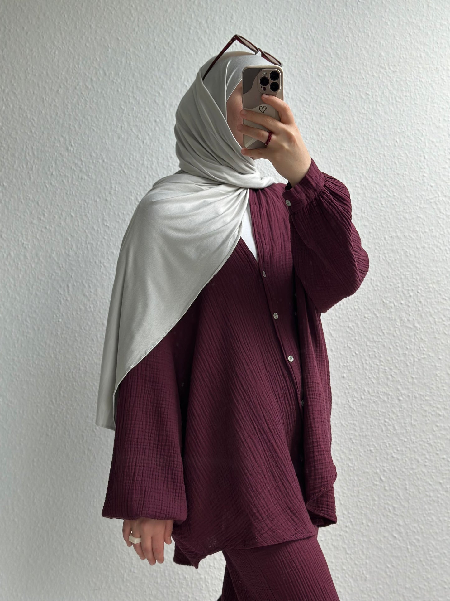 Basic Musselin Zweiteiler - Bordeuxrot