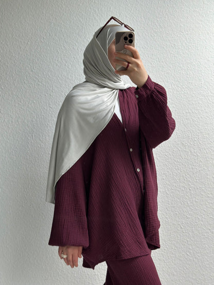 Basic Musselin Zweiteiler - Bordeuxrot