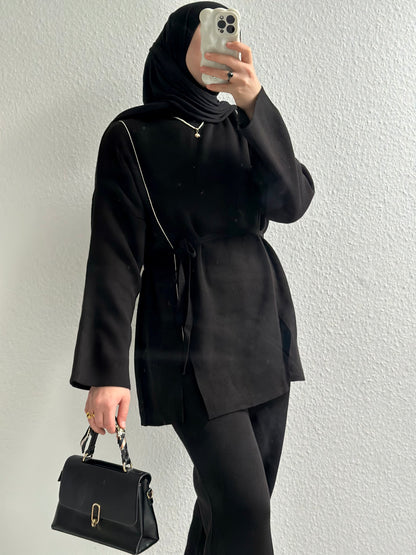 Soft Lines Strick Zweiteiler - Schwarz
