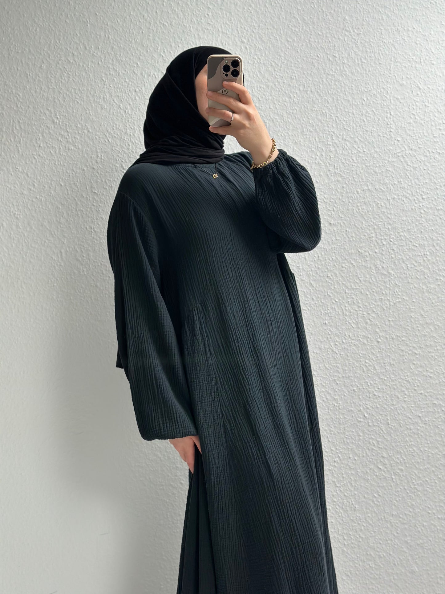 Musselin Alora Abaya - Schwarz