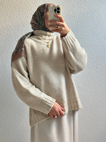 Cozy dicker Strickpullover - Beige