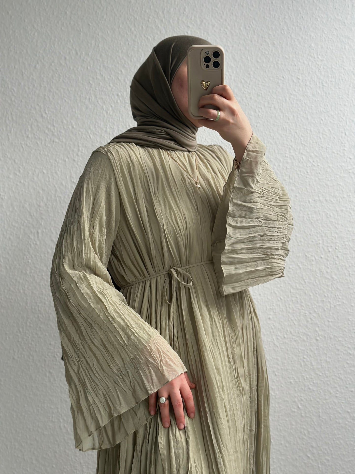 Crinkle Chiffon Kleid - Grün