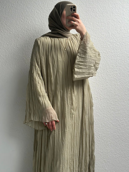 Crinkle Chiffon Kleid - Grün