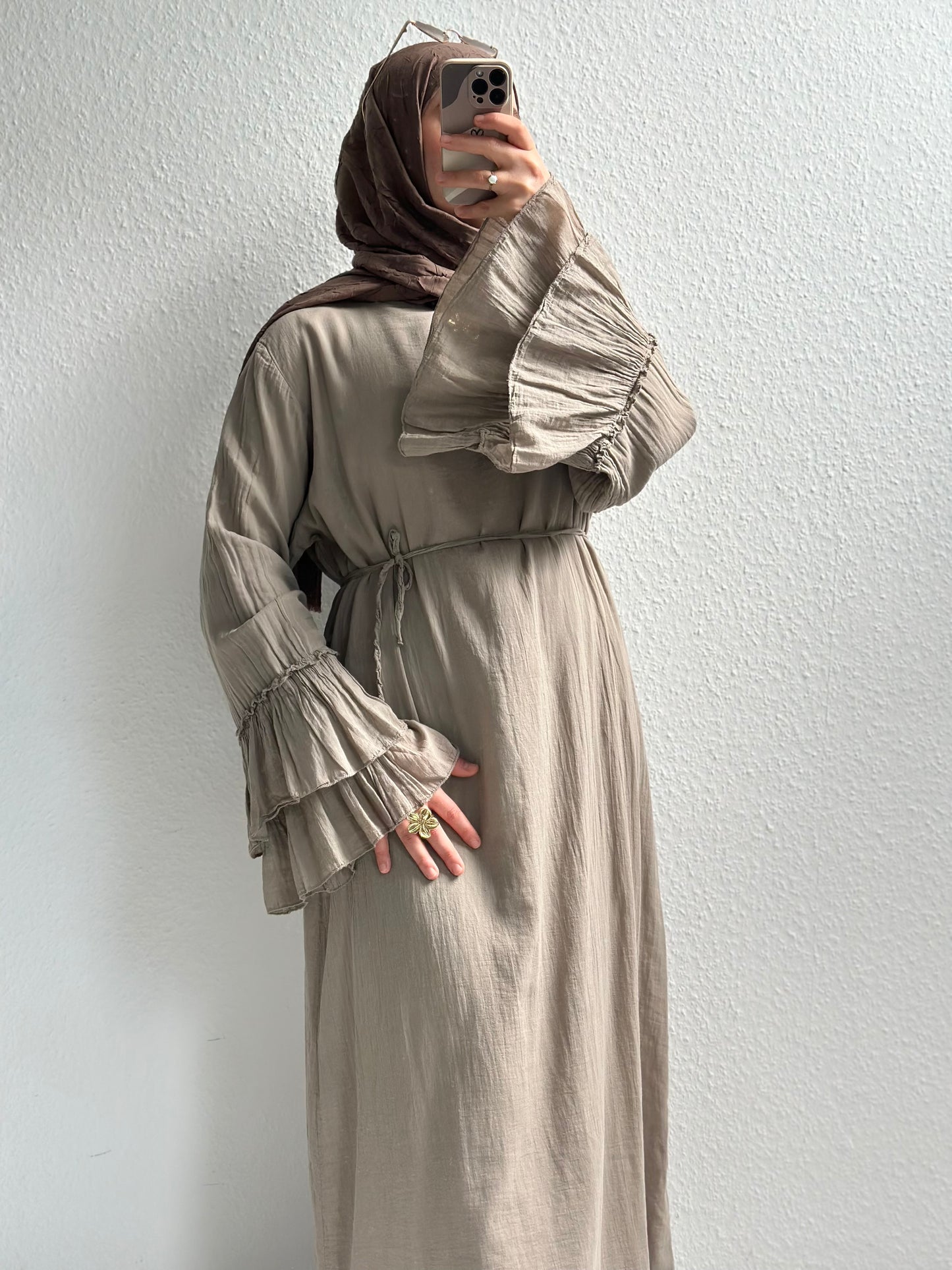 Cotton Rosalie Kleid - Taupe