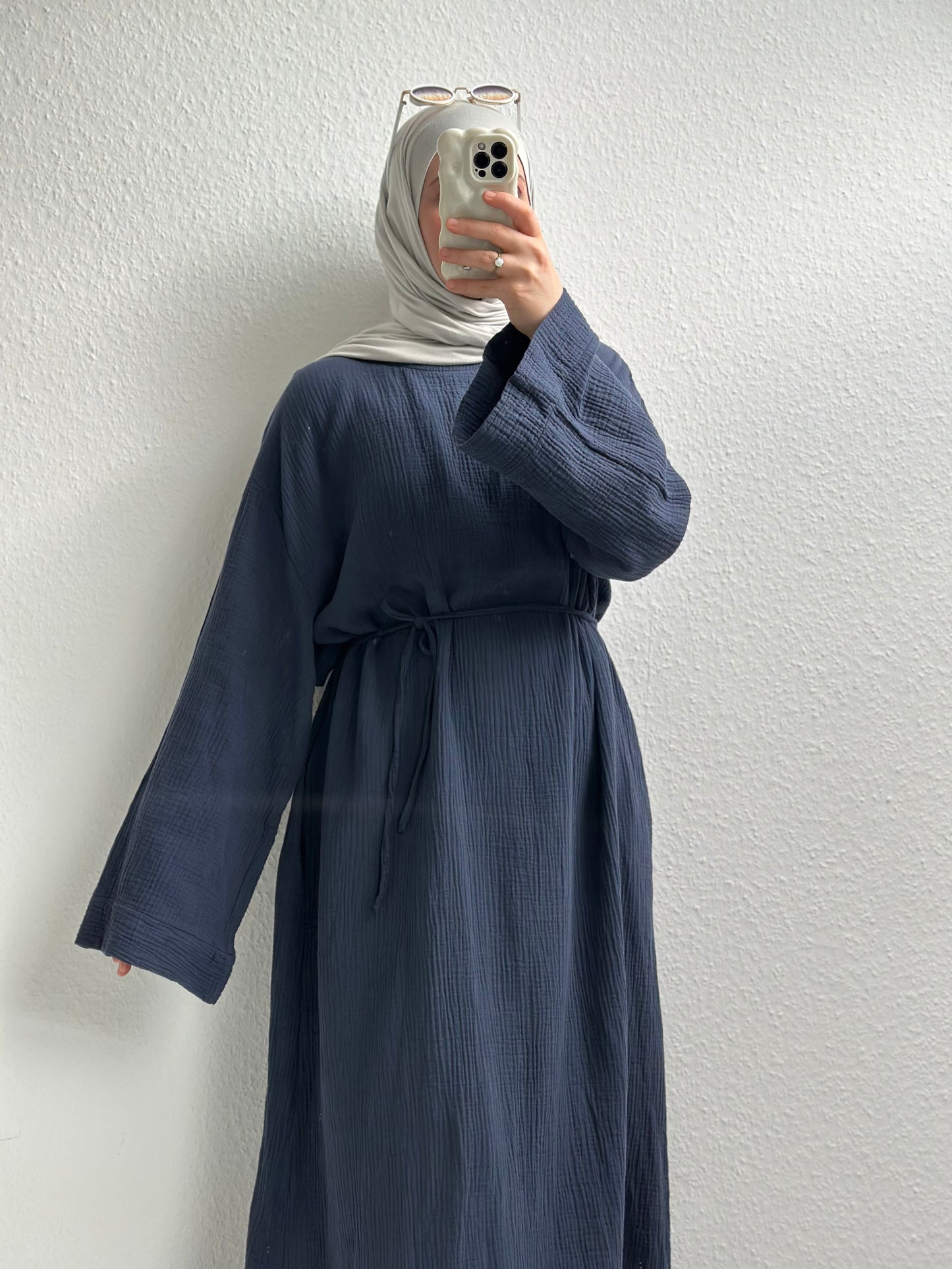 Musselin Nayra Abaya - Dunkelblau