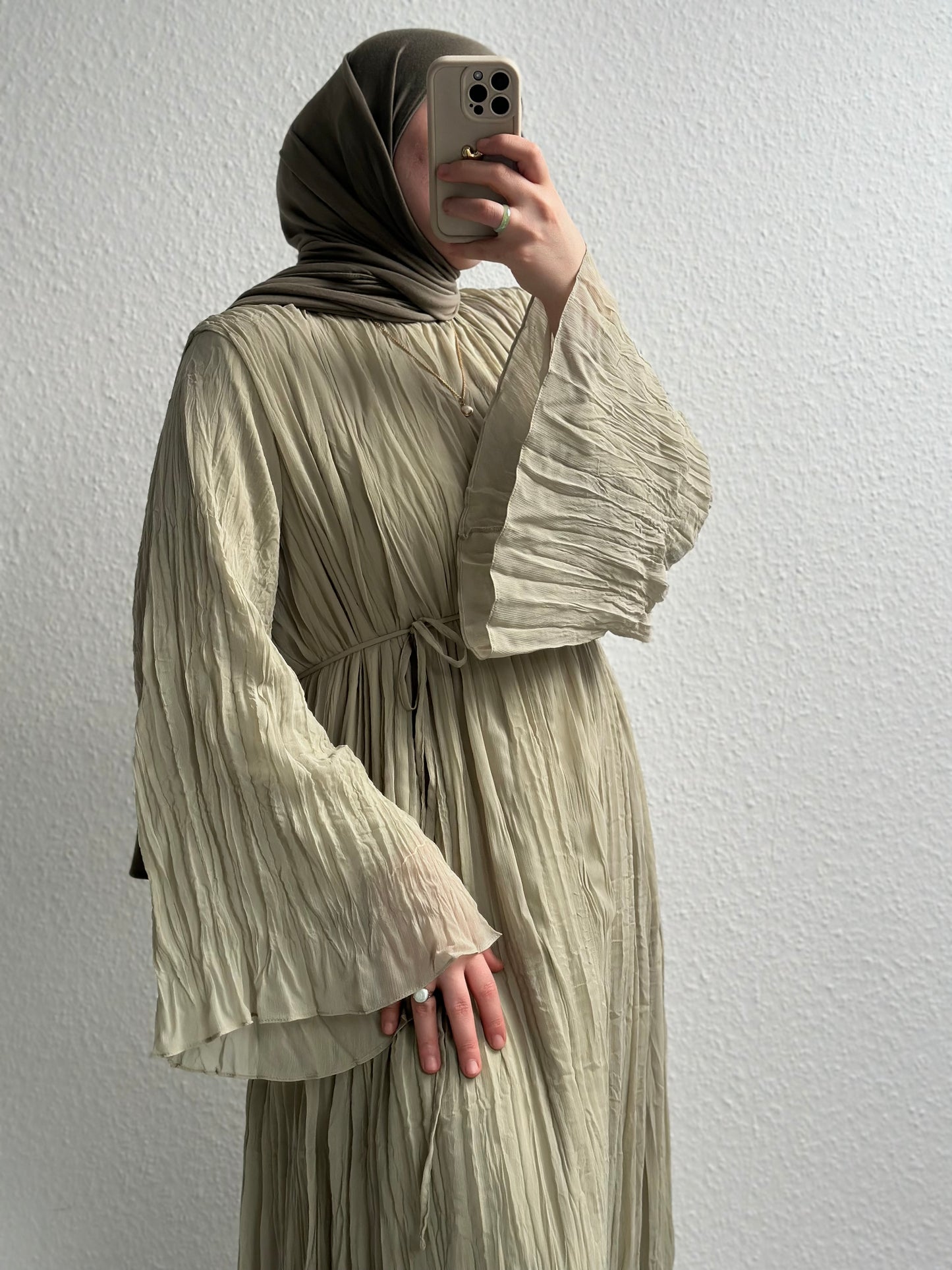 Crinkle Chiffon Kleid - Grün