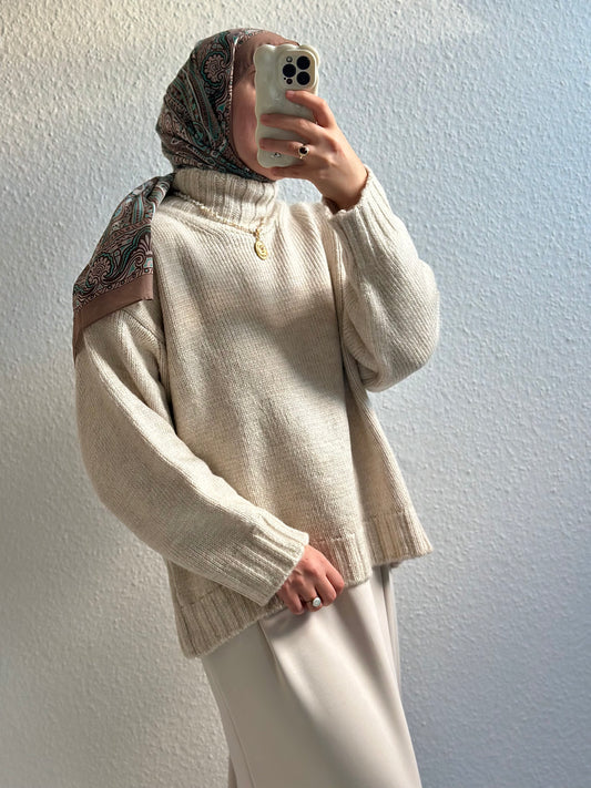 Cozy dicker Strickpullover - Beige
