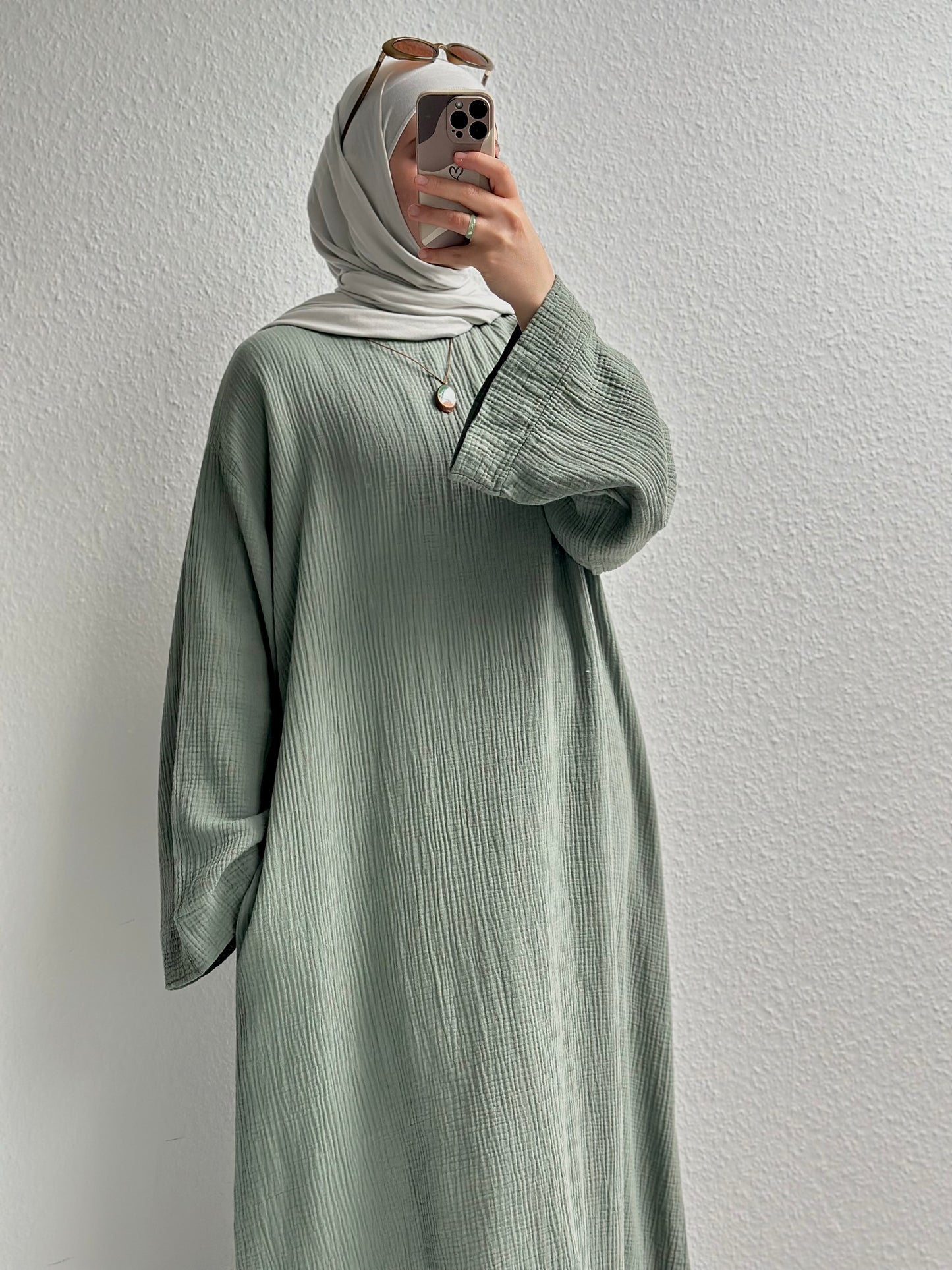 Musselin Nayra Abaya - Grün