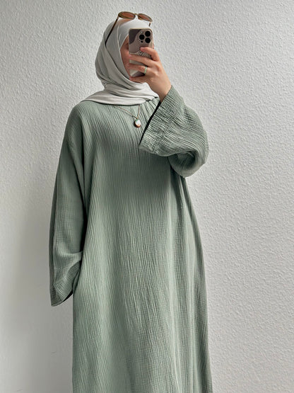 Musselin Nayra Abaya - Grün