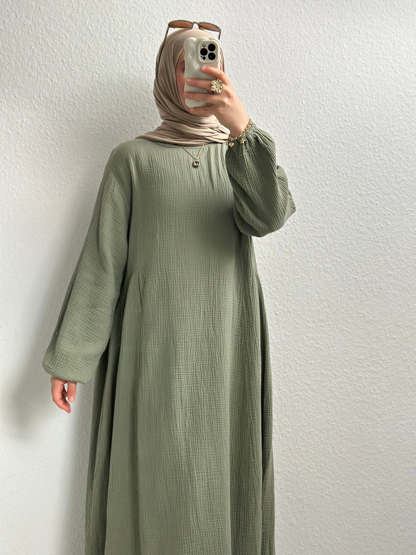 Musselin Alora Abaya - Grün