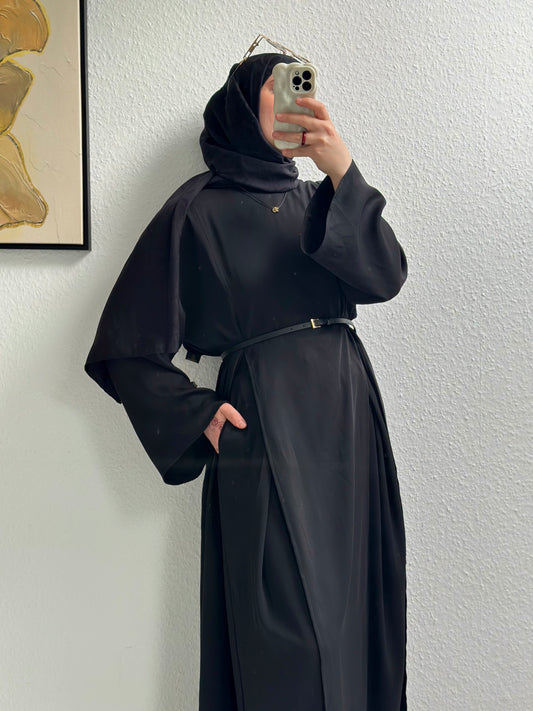 Lange Tunika mit Schlitz - Schwarz