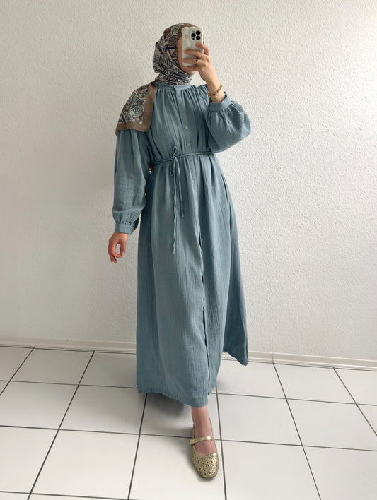Blau Musselin Kleid