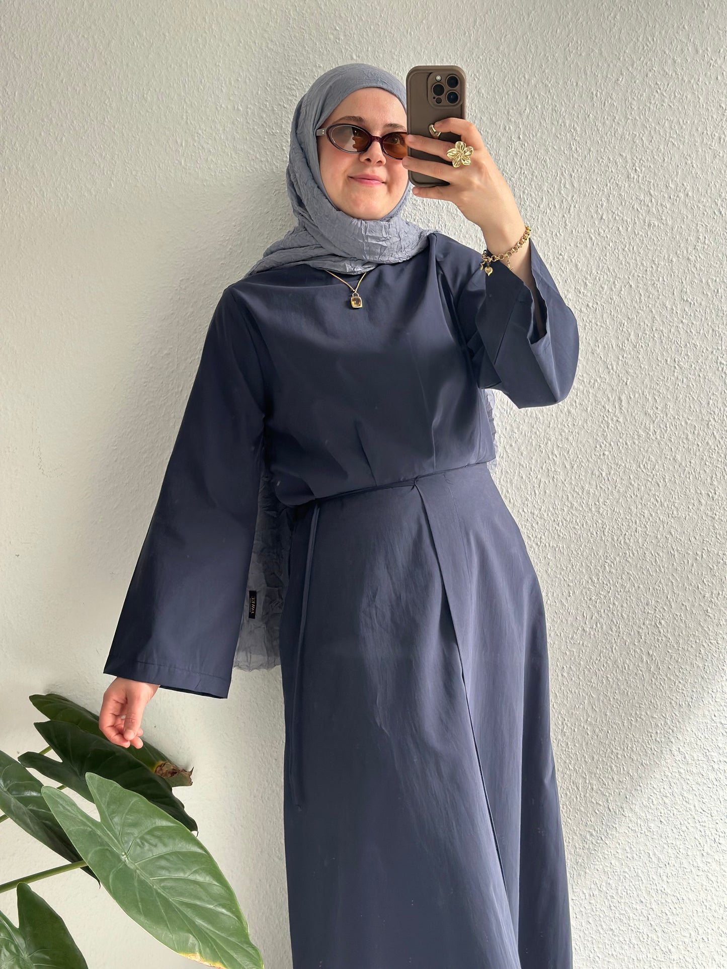 Cotton Kleid mit Wickel Detail - Blau