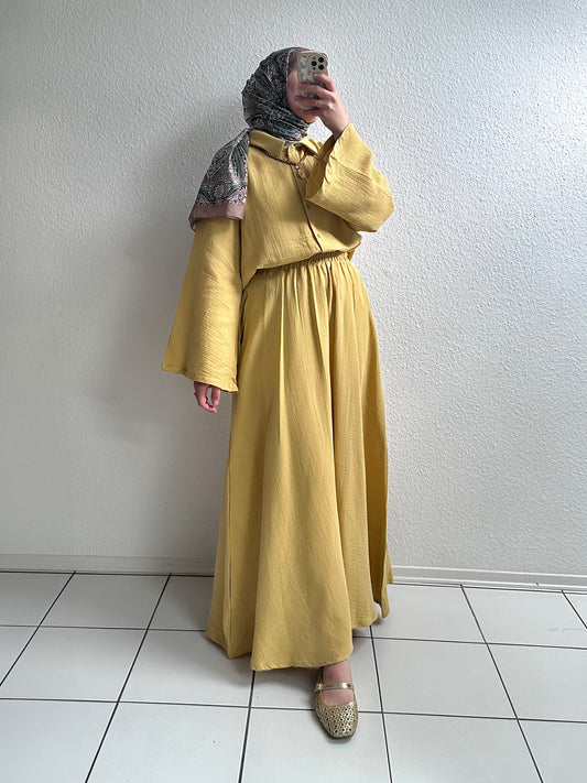 Soft Musselin Zweiteiler - Senf