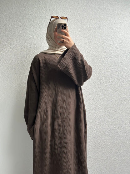 Musselin Nayra Abaya - Braun