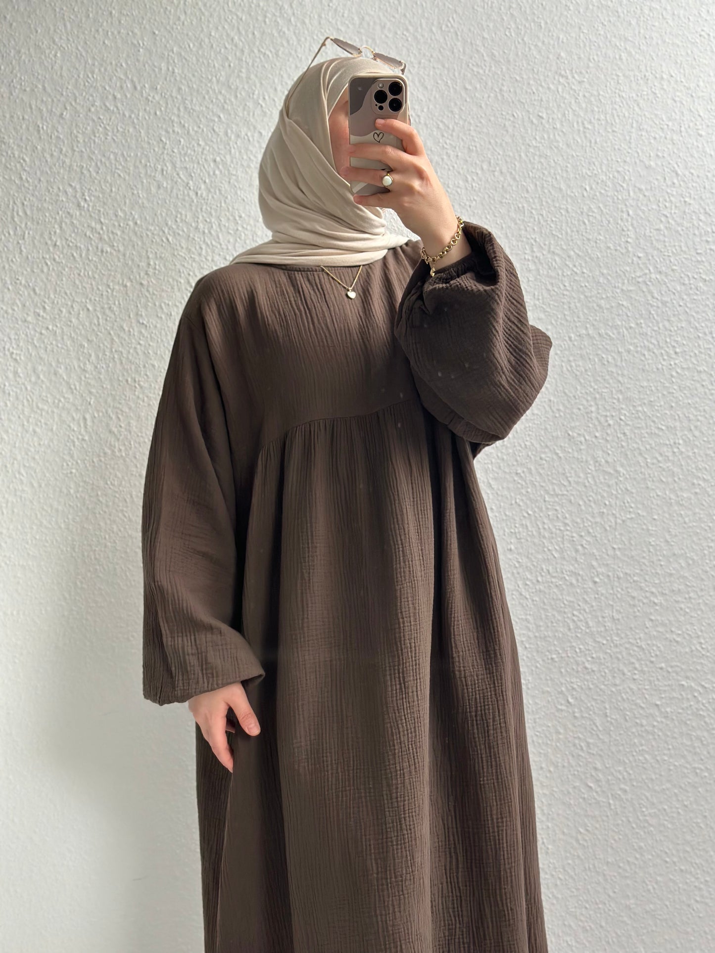 Musselin Belle Abaya - Braun