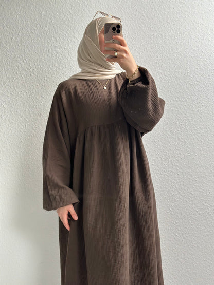 Musselin Belle Abaya - Braun