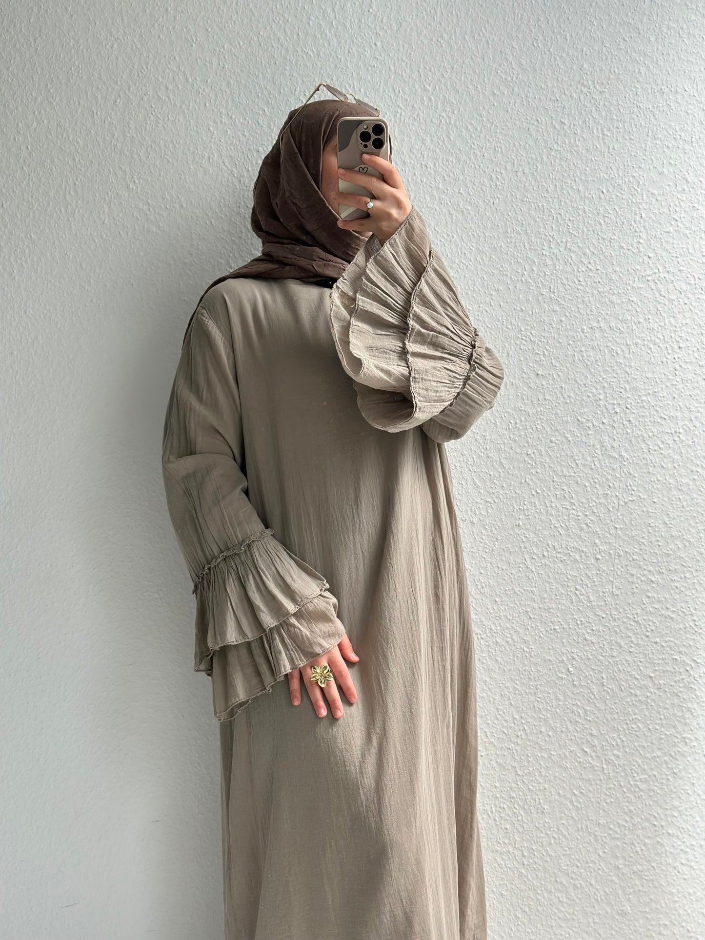 Cotton Rosalie Kleid - Taupe