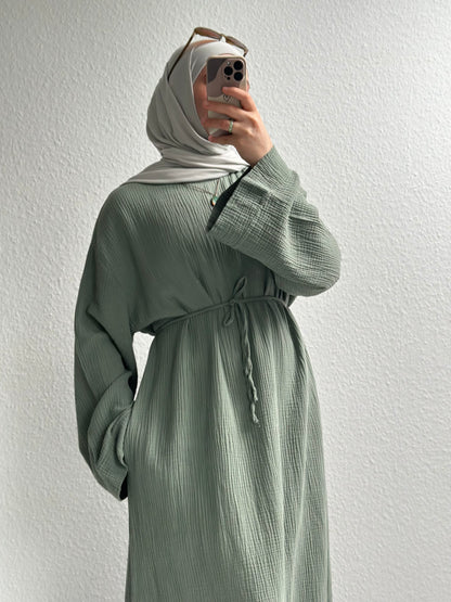 Musselin Nayra Abaya - Grün
