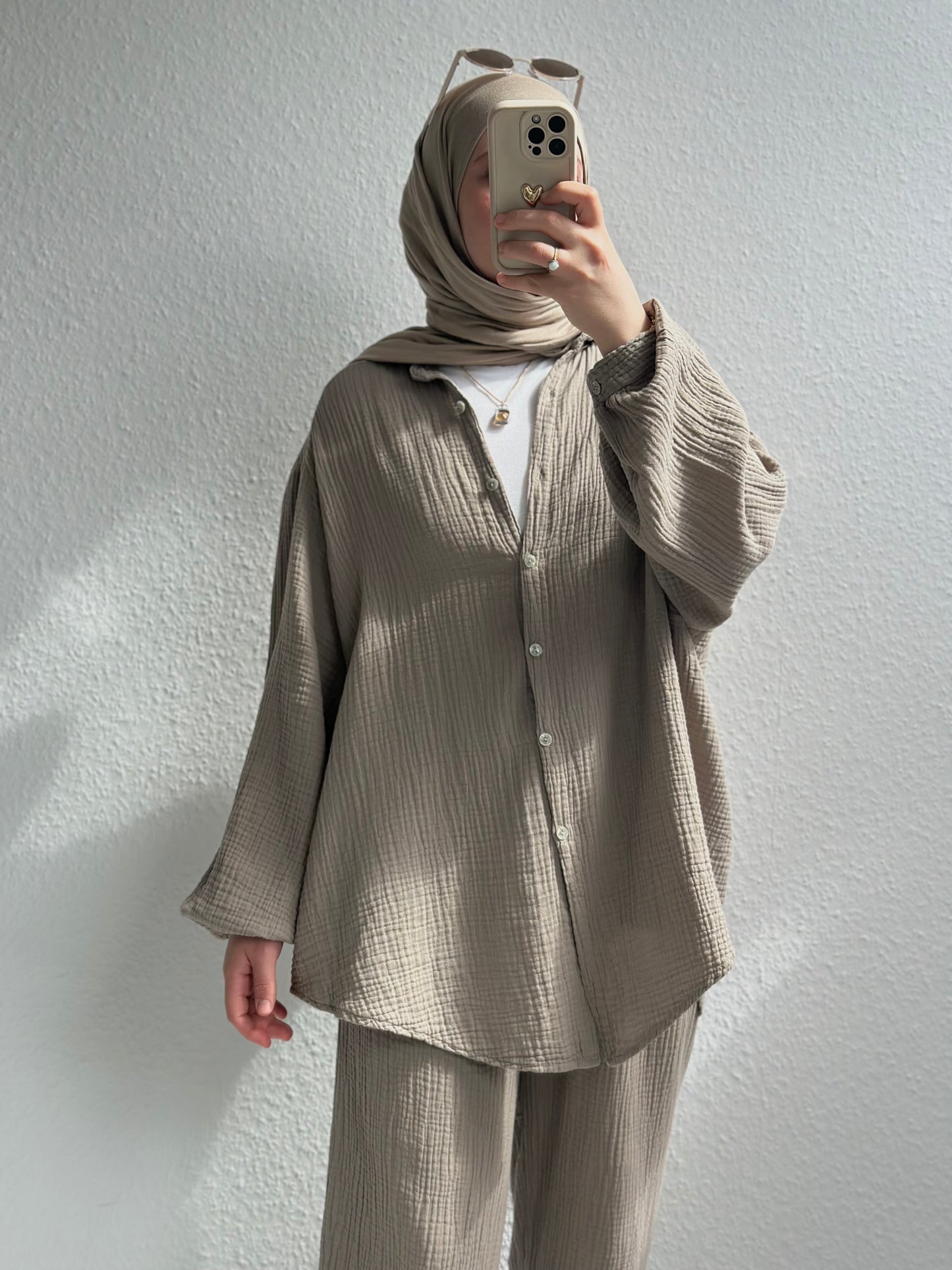 Basic Musselin Zweiteiler - Camel