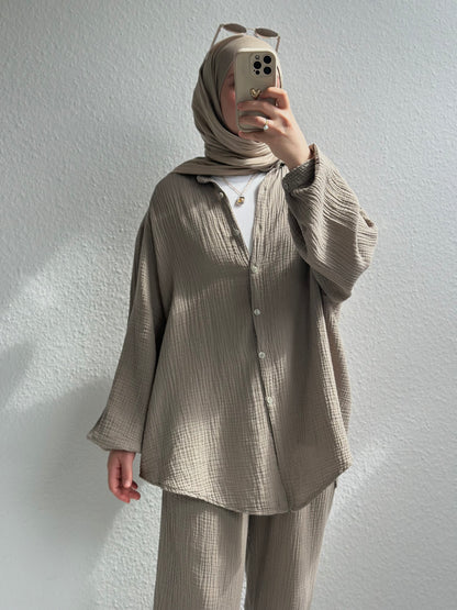Basic Musselin Zweiteiler - Camel