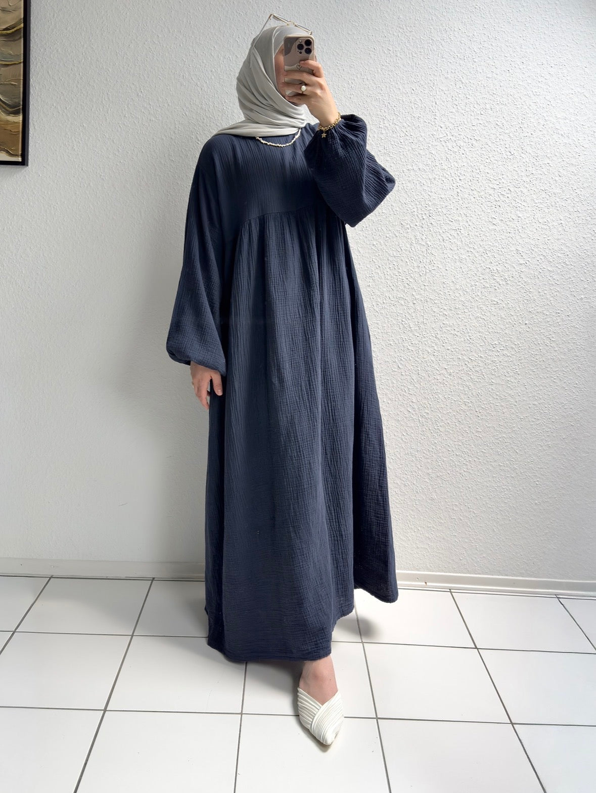 Musselin Belle Abaya - Dunkelblau