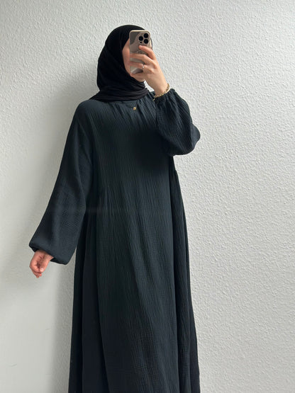 Musselin Alora Abaya - Schwarz