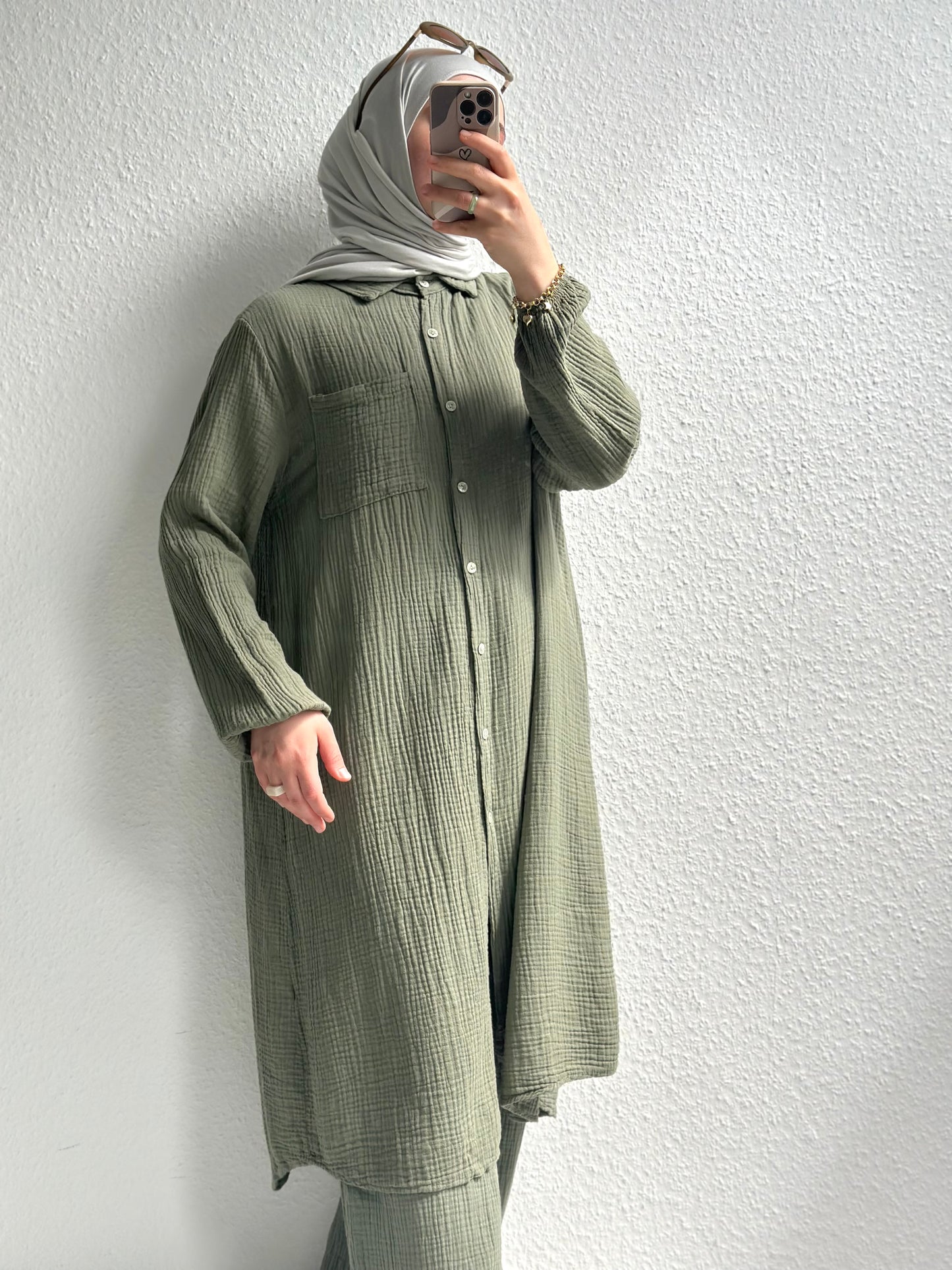 Basic Langes Musselin Hemd  - STD(36-42)