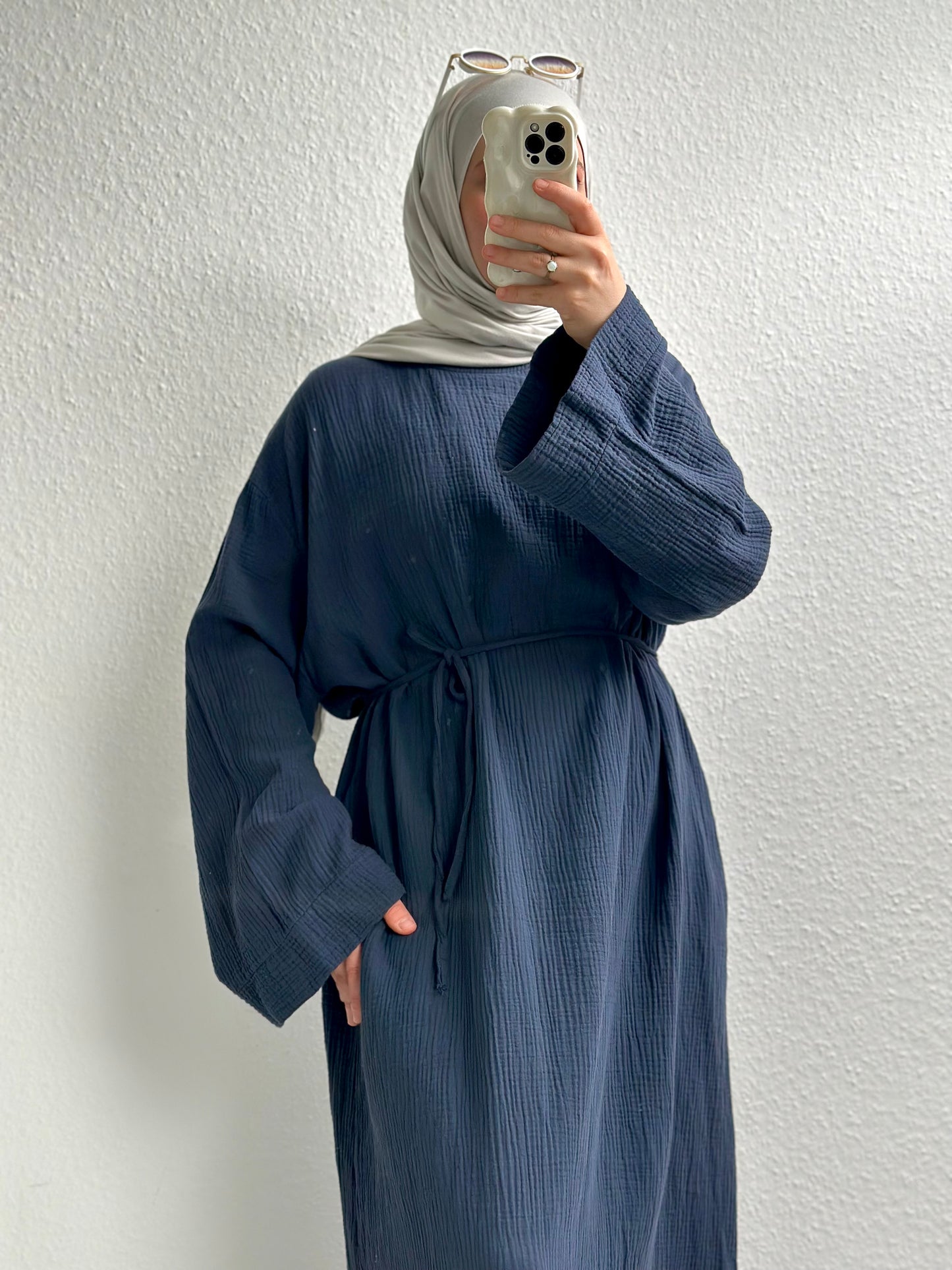 Musselin Nayra Abaya - Dunkelblau
