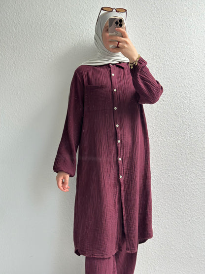 Basic Langes Musselin Hemd  - STD(36-42)