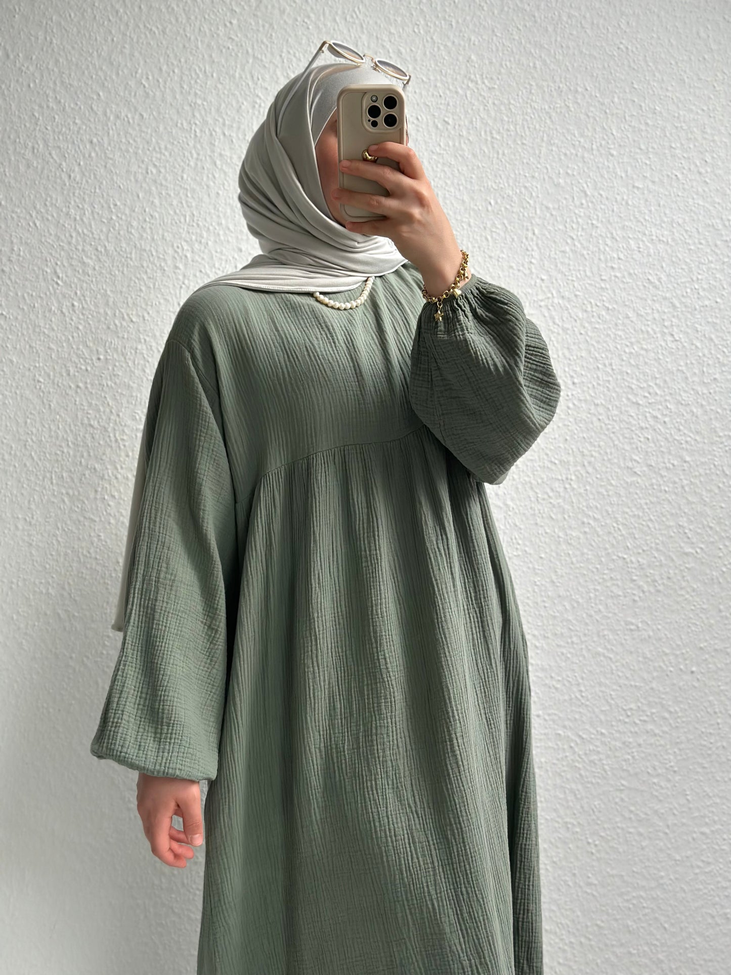 Musselin Belle Abaya - Grün