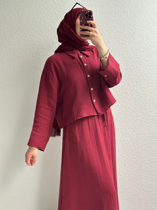 Soft Musselin Zweiteiler - Bordeuxrot