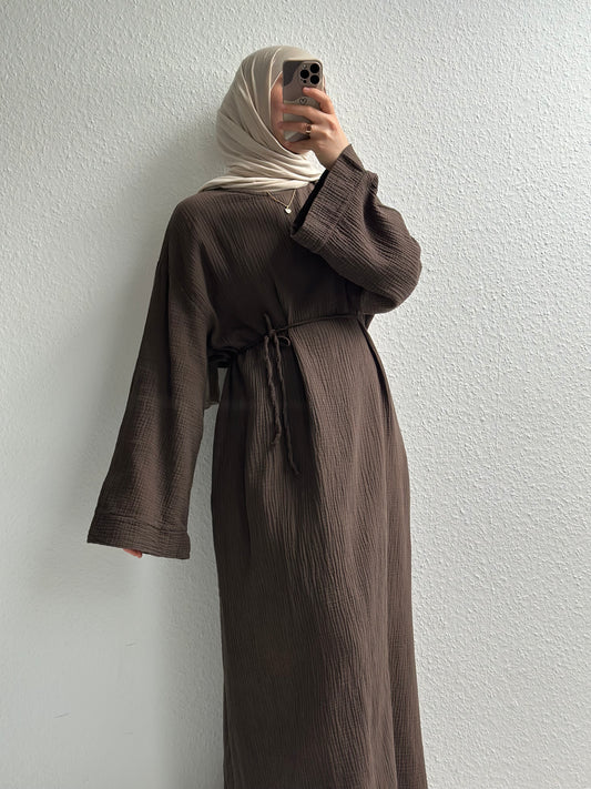 Musselin Nayra Abaya - Braun