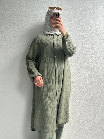 Basic Langes Musselin Hemd  - STD(36-42)