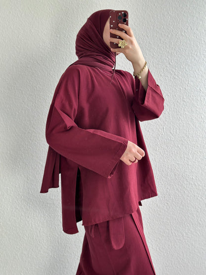 Pure Leinen Zweiteiler - Bordeux
