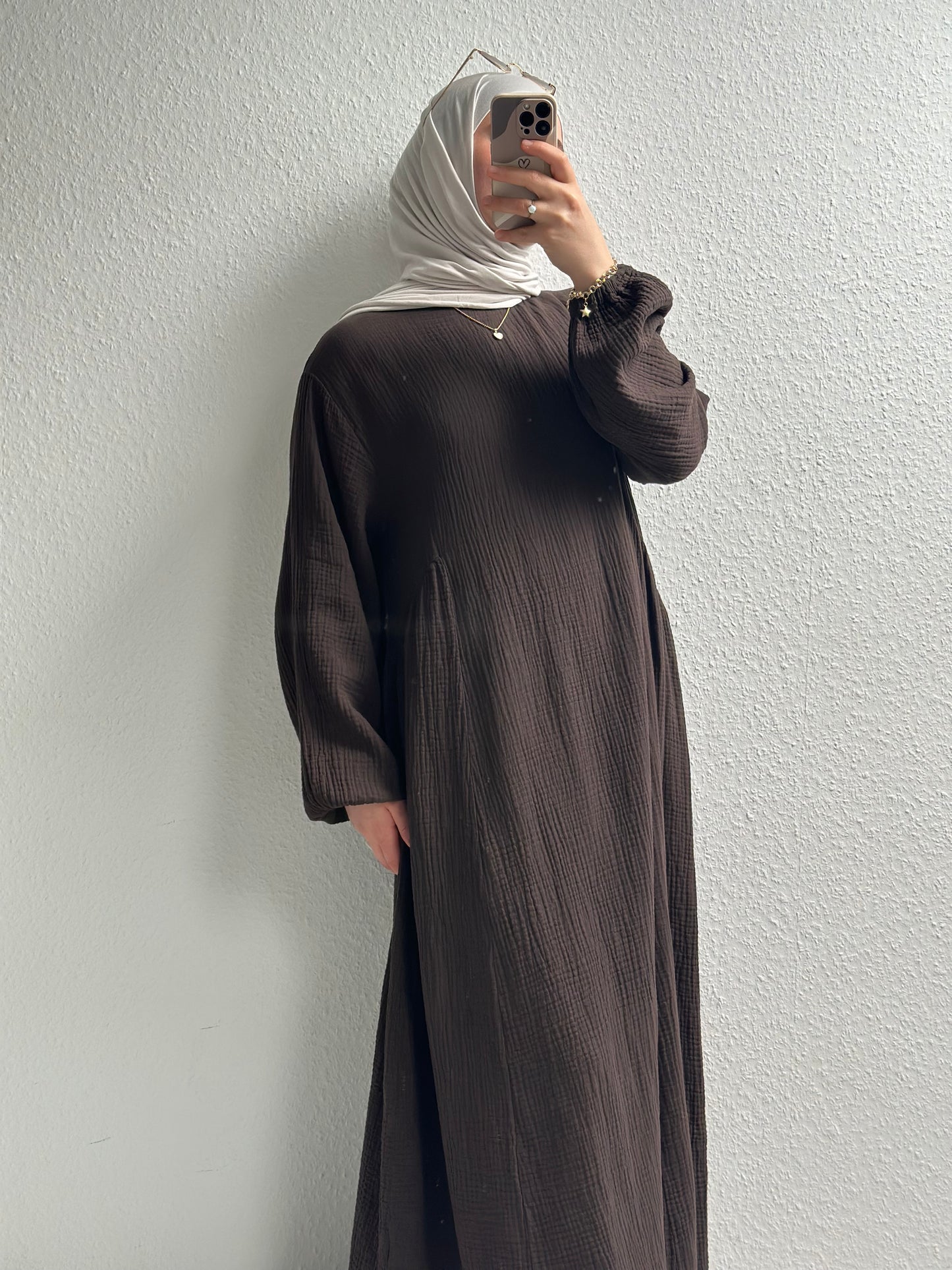 Musselin Alora Abaya - Braun