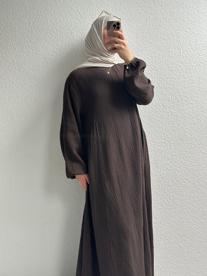 Musselin Alora Abaya - Braun