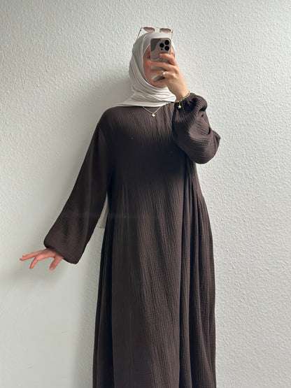 Musselin Alora Abaya - Braun