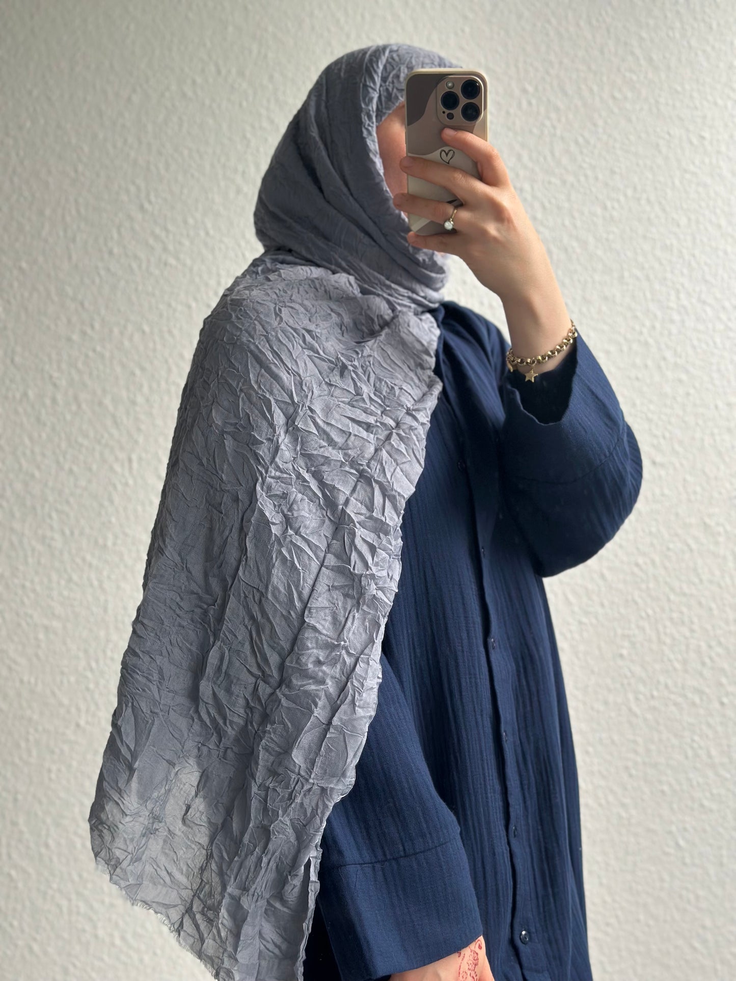 Soft Langes Musselin Hemd - Dunkelblau