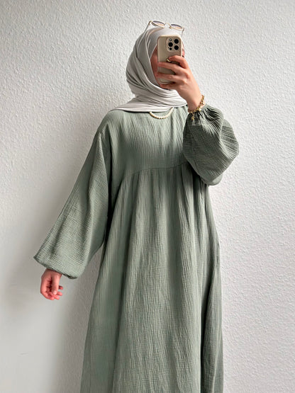 Musselin Belle Abaya - Grün