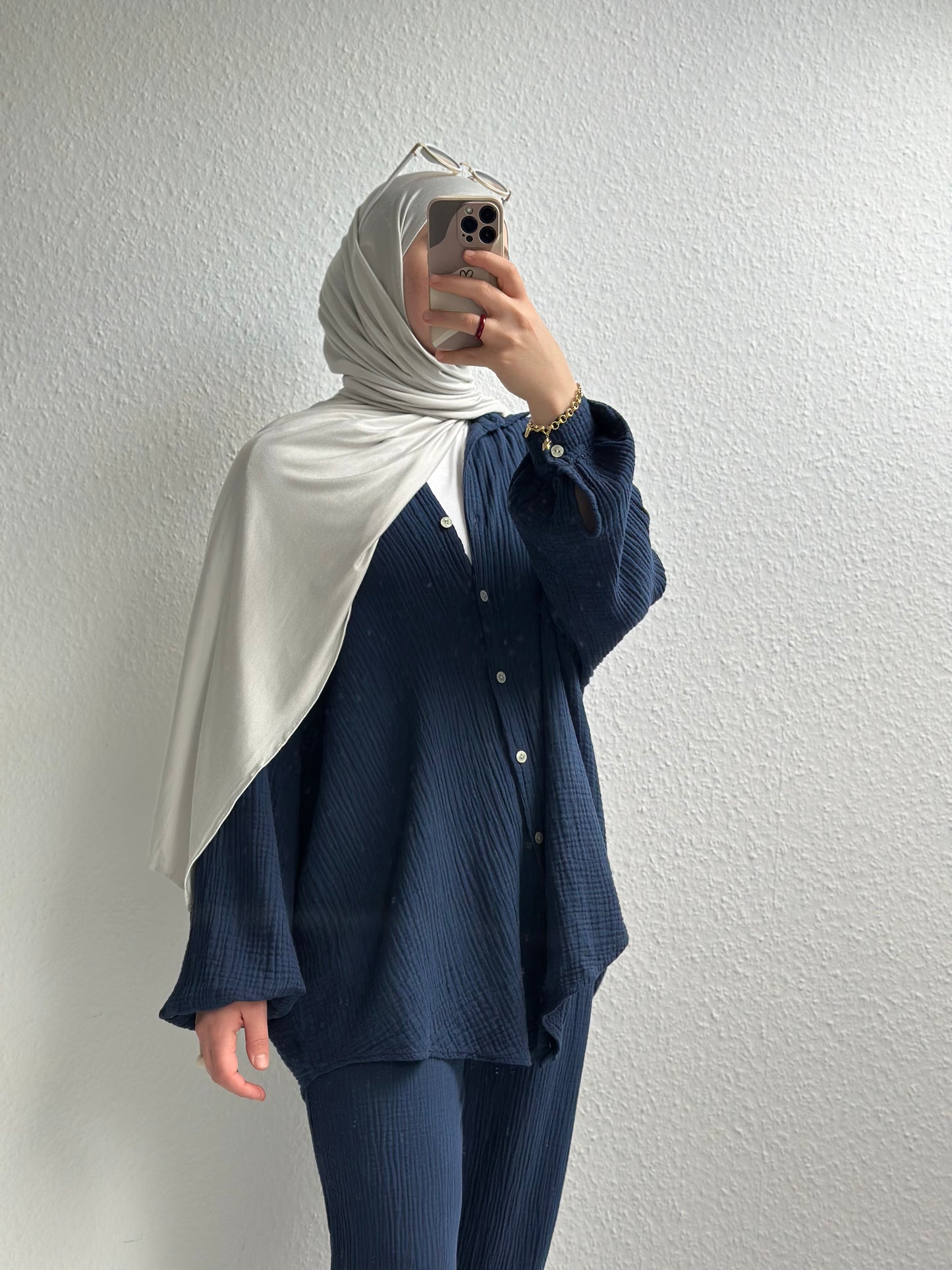 Basic Musselin Zweiteiler - Dunkelblau